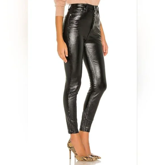 Free People We The Free Phoenix Coated Liquid Black Skinny Jean Pants 24 - Picture 4 of 10